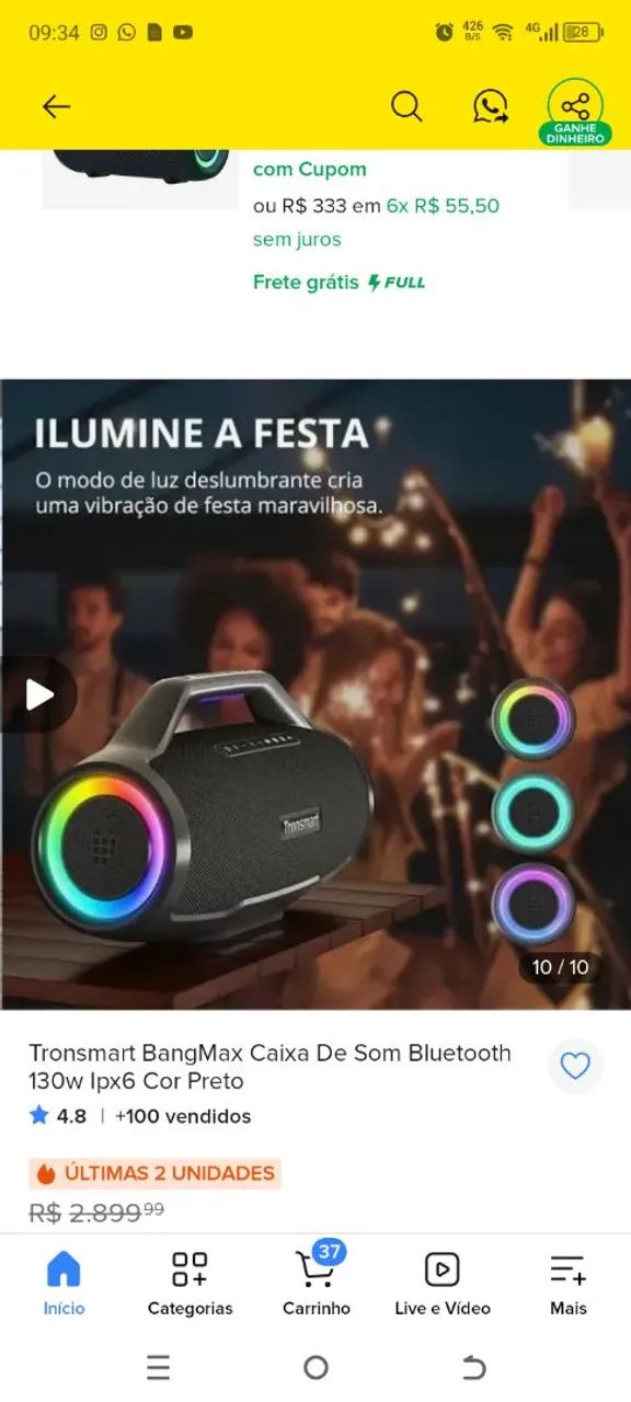Caixa de som vendo ou troco em bike - Foto 3
