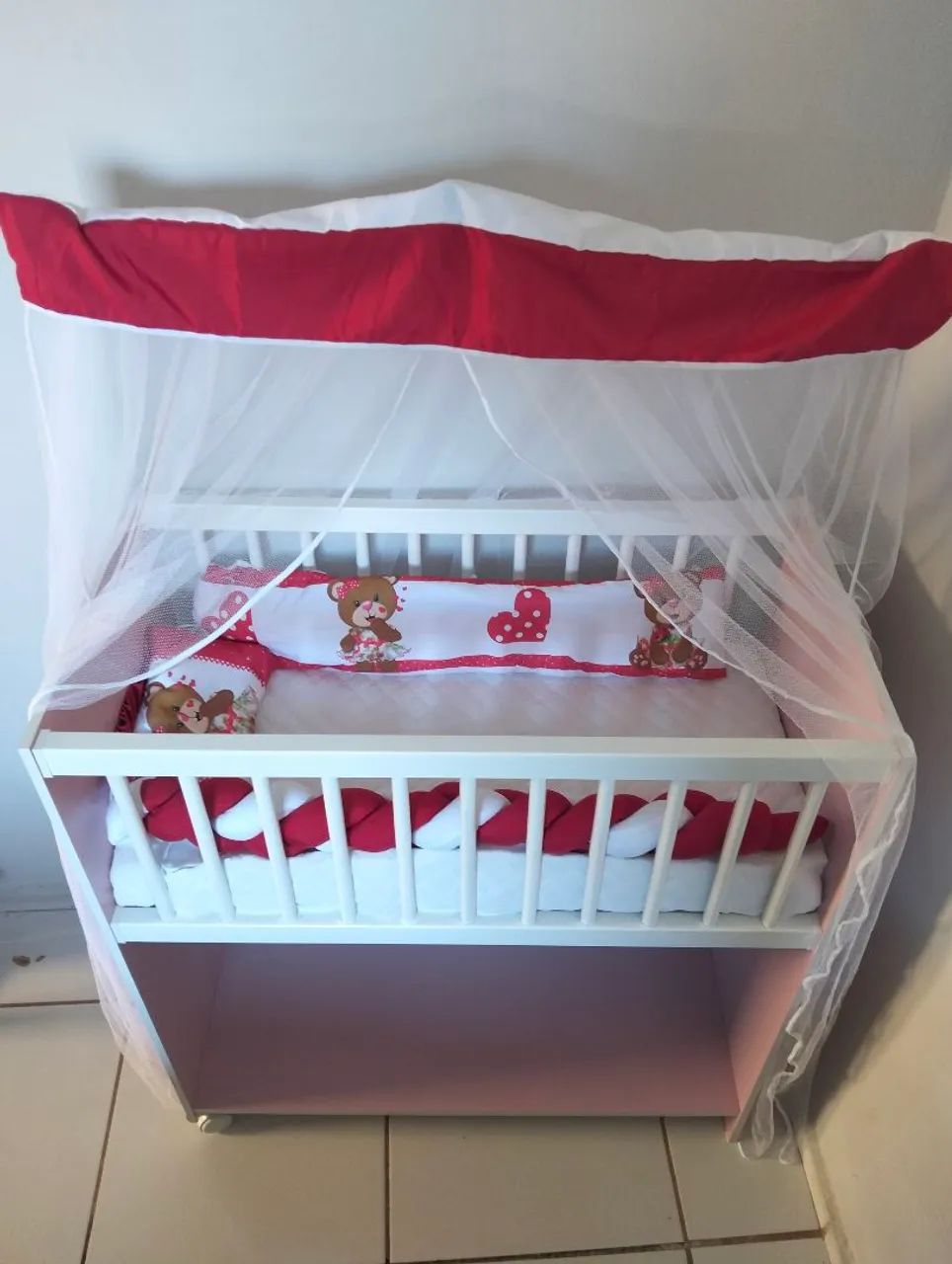 Mini berço com colchao e kit berço