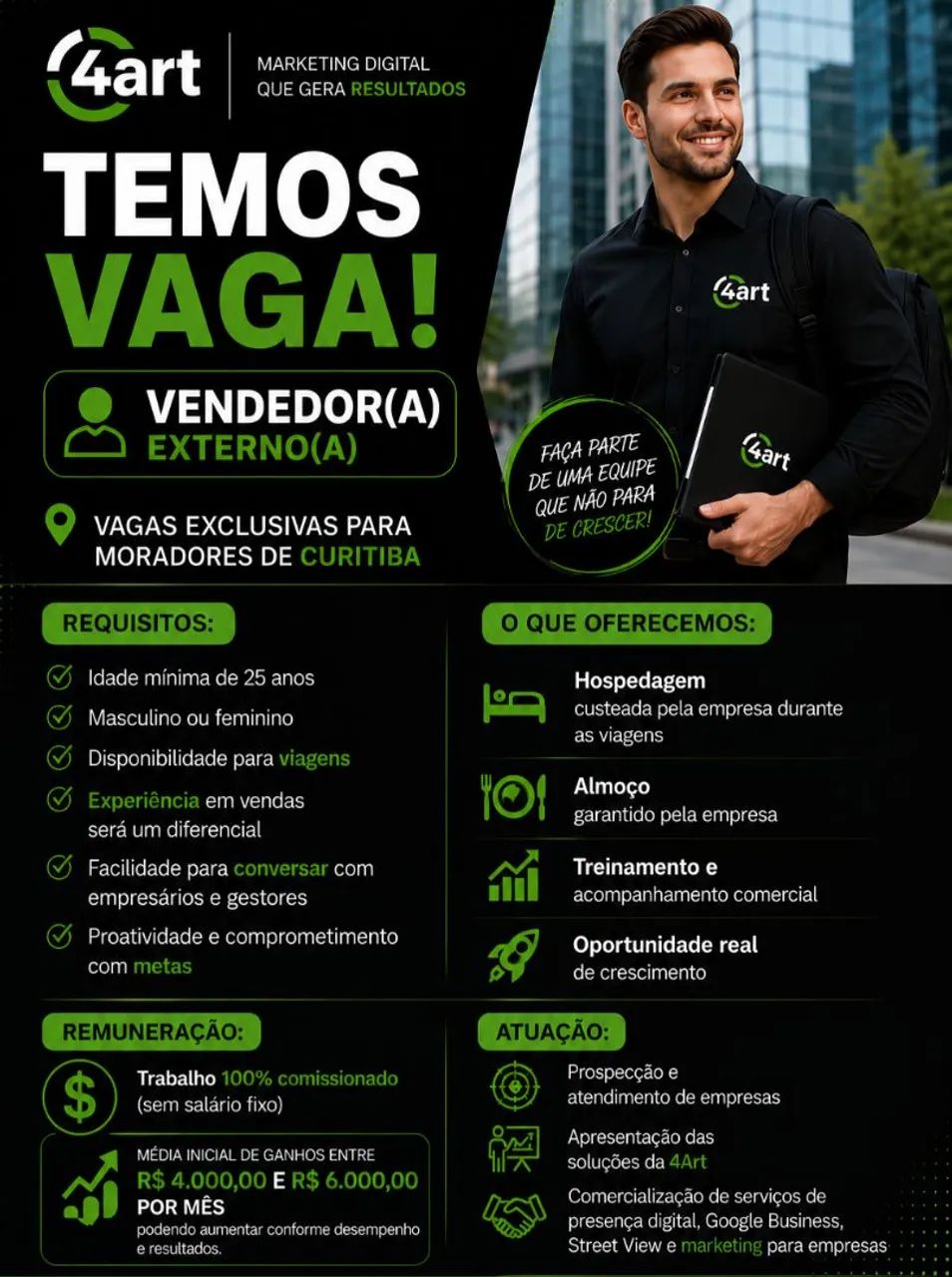 Vaga para vendedor externo (PAP)