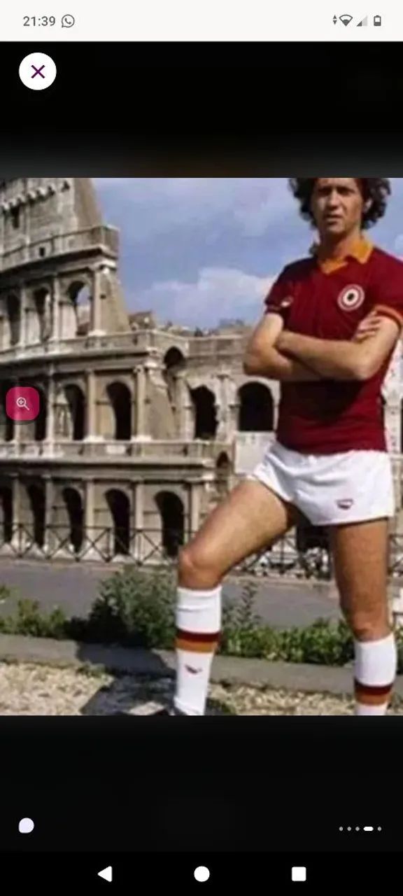 Camisa AS Roma 1983 / 1984 #10 Falcão Autografada Certificada - Foto 4