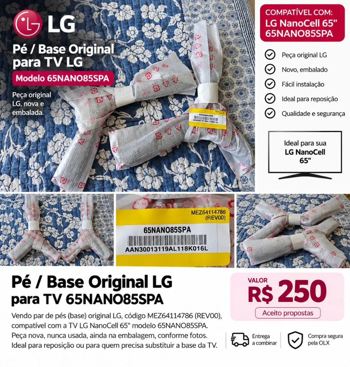 Pé / Base Original LG para TV 65NANO85SPA
