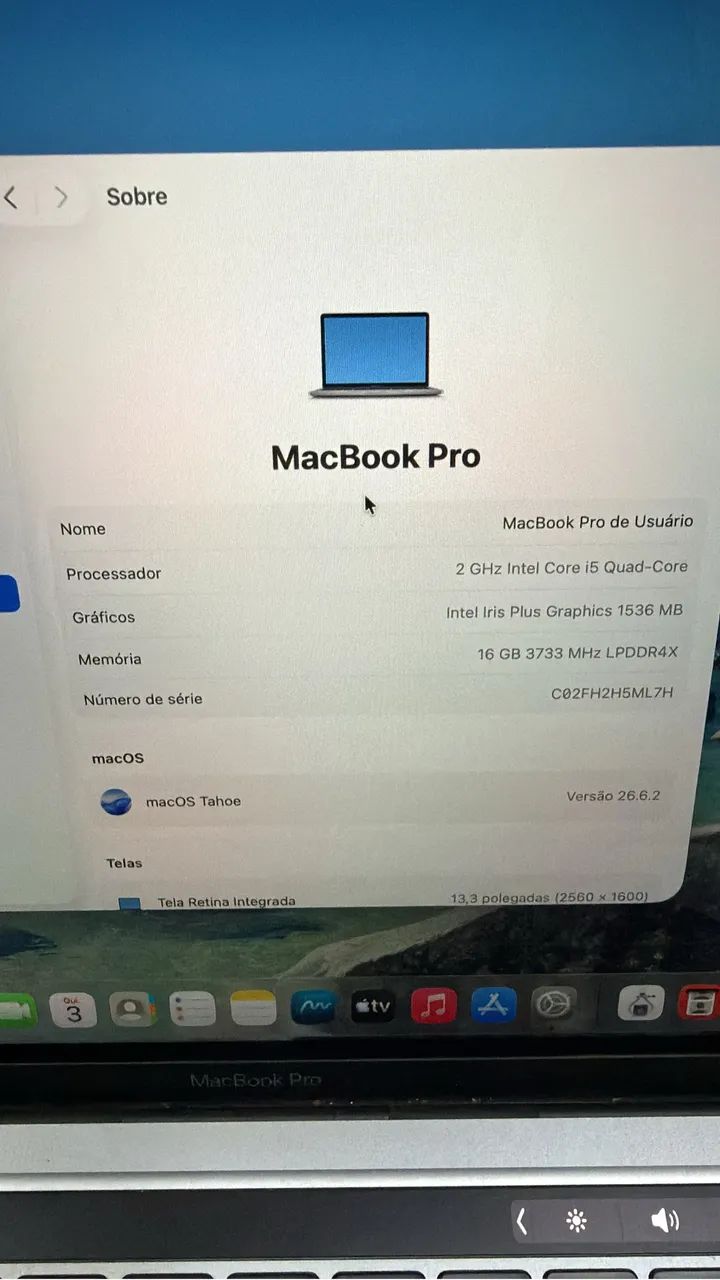 MacBook Pro 13 2020 i5 16GB RAM SSD 256GB Retina Touch Bar