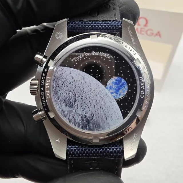 Omega Speedmaster Snoopy Automático 42mm Azul Prata + 2 Pulseiras - Foto 4