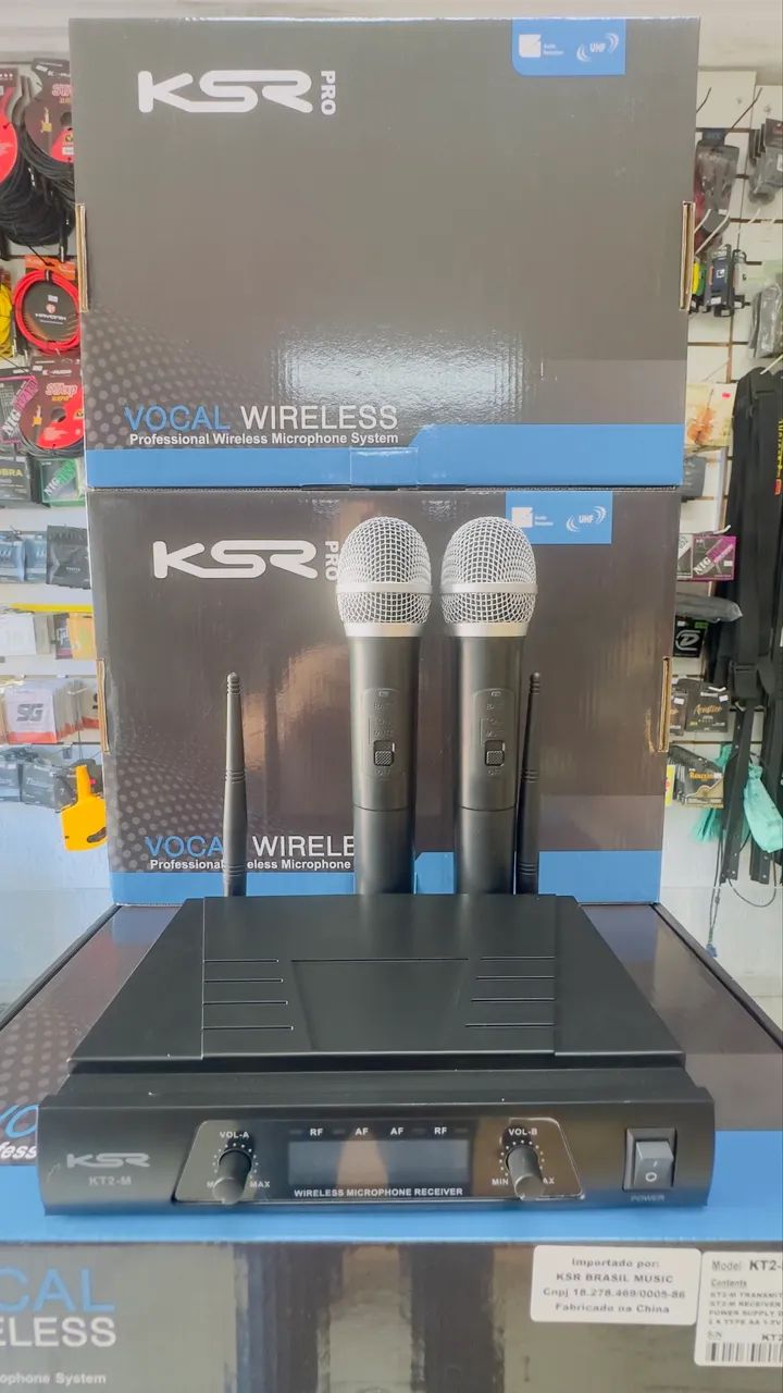 Microfone sem fio duplo UHF KSR