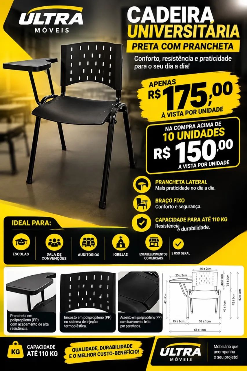 Cadeiras escolas com apoio 