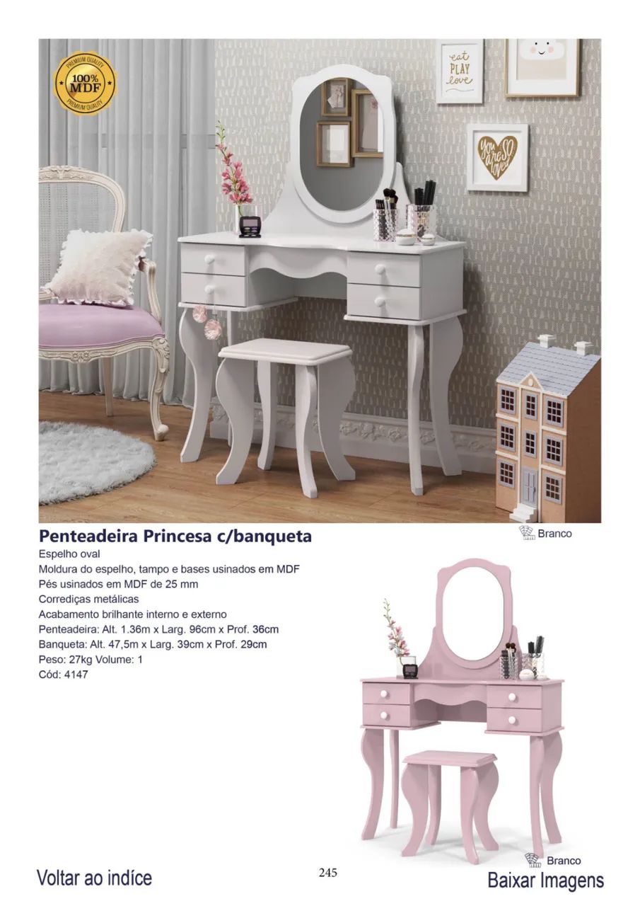 Penteadeira princesa com banqueta 