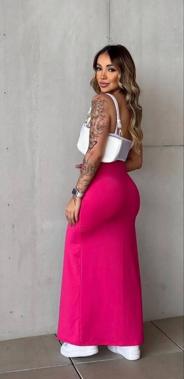 Saia rosa com fenda lateral  - Foto 2