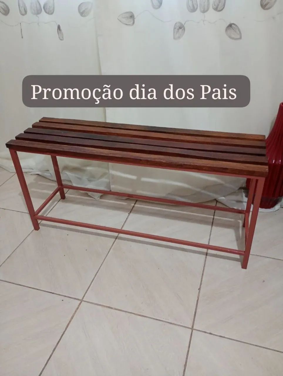 Banco de ferro/Novo/Salmão/ 105cm