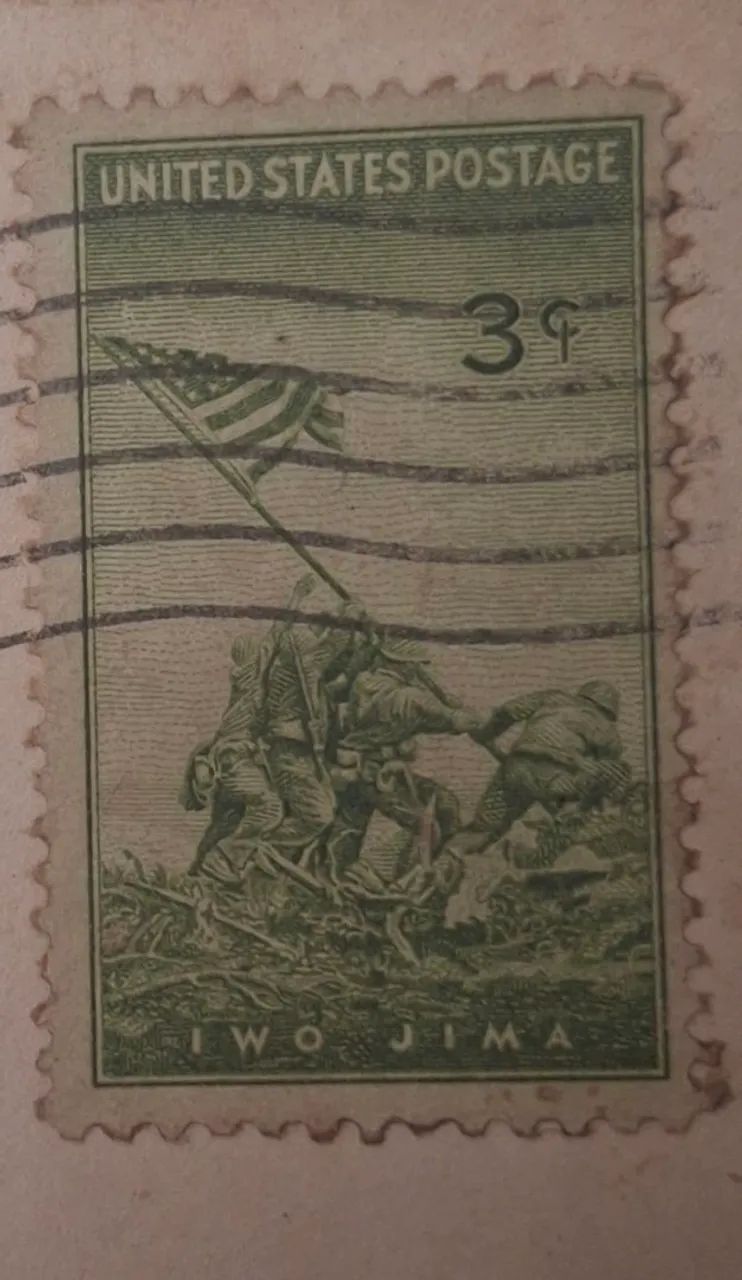 Selo postal americano Iwo Jimo. 