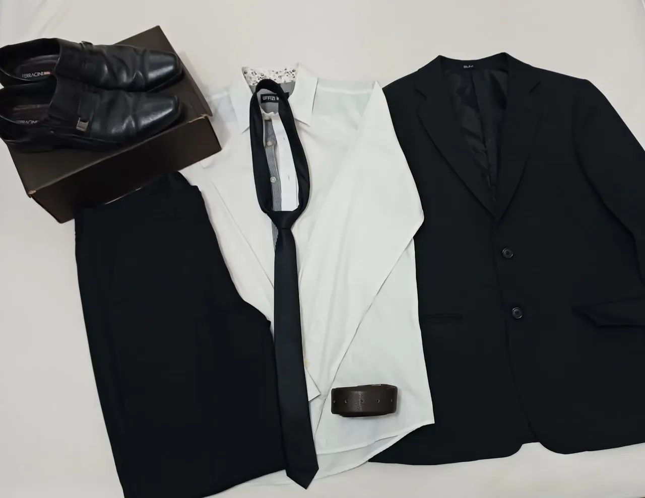 KIT TERNO SLIM + CAMISA + SAPATO + CINTO + GRAVATA