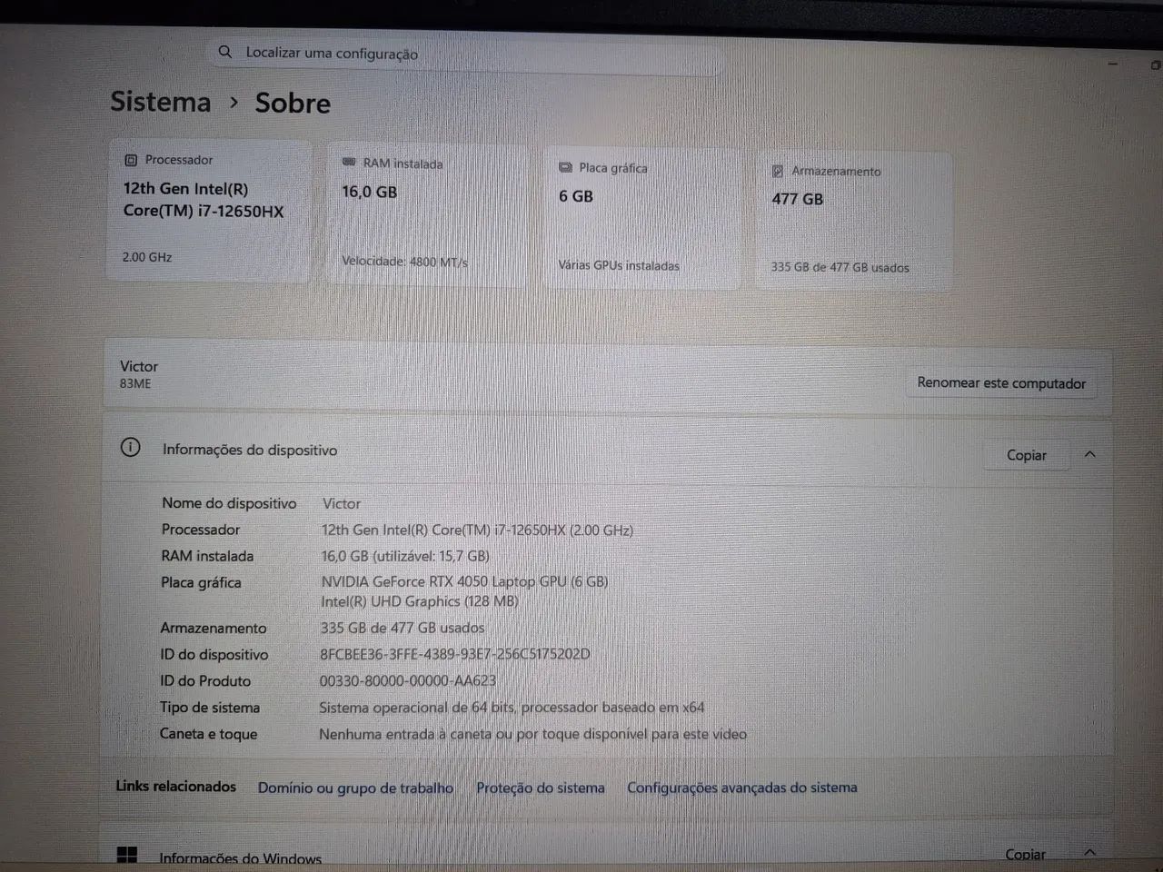 Notebook Lenovo LOQ-E: RTX 4050, Intel i7 12650HX, 16 Gb RAM - Foto 2