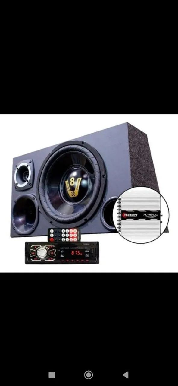 Kit Som Automotivo V8 - Subwoofer + Tweeter + Corneta + Amplificador Taramps TL-1500