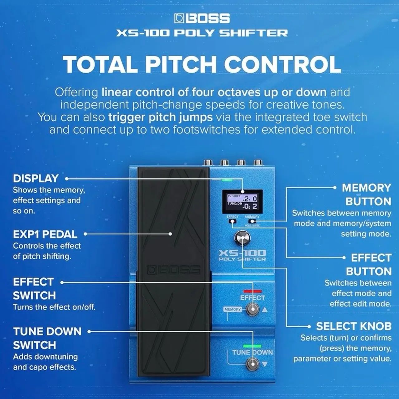 Pedal Boss XS 100 Poly Shifter  - Foto 3