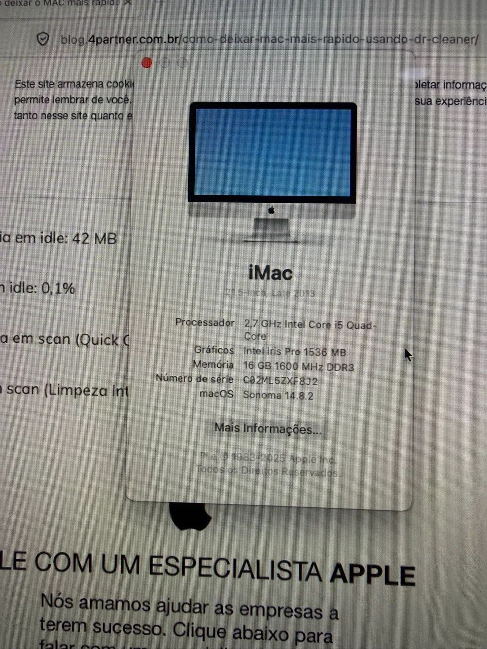 iMac 21,5? Late 2013 i5 16GB SSD ? c/ Teclado, Mouse e Caixa Original - Foto 2