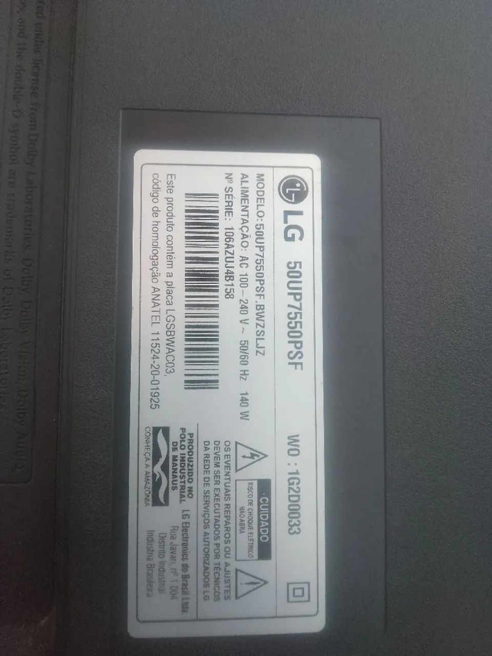 Vendo tv LG com defeito 