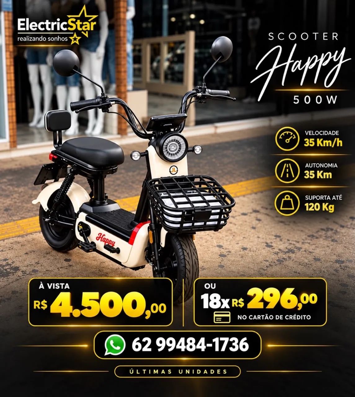 Scooter Elétrica Happy 500W
