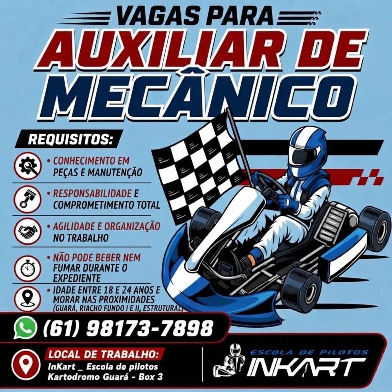 Auxiliar de Mecânica! Sem experiência.
