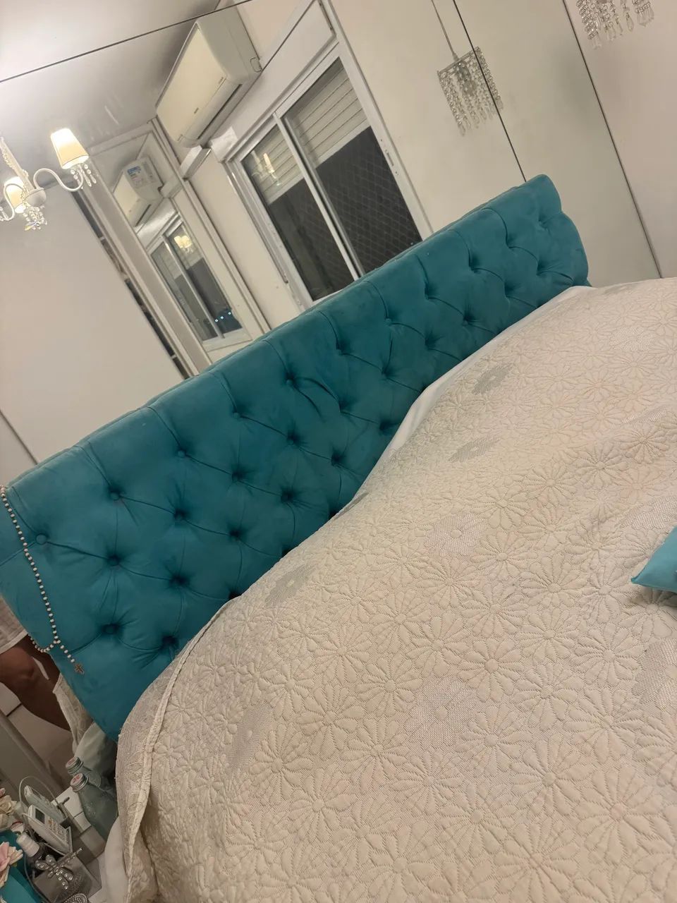 Cabeceira captone azul cama queen  - Foto 2