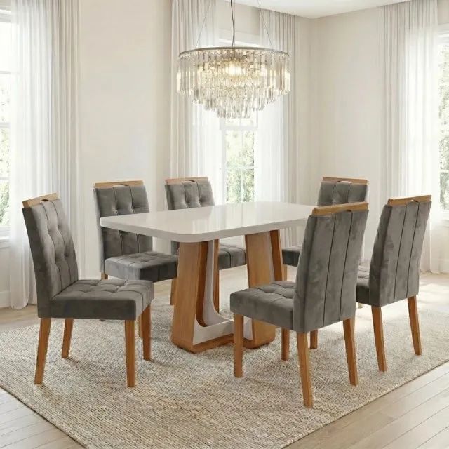 Conjunto Amplo Ravena 170 com 6 Cadeiras Grafite - Mesas - Recreio dos ...