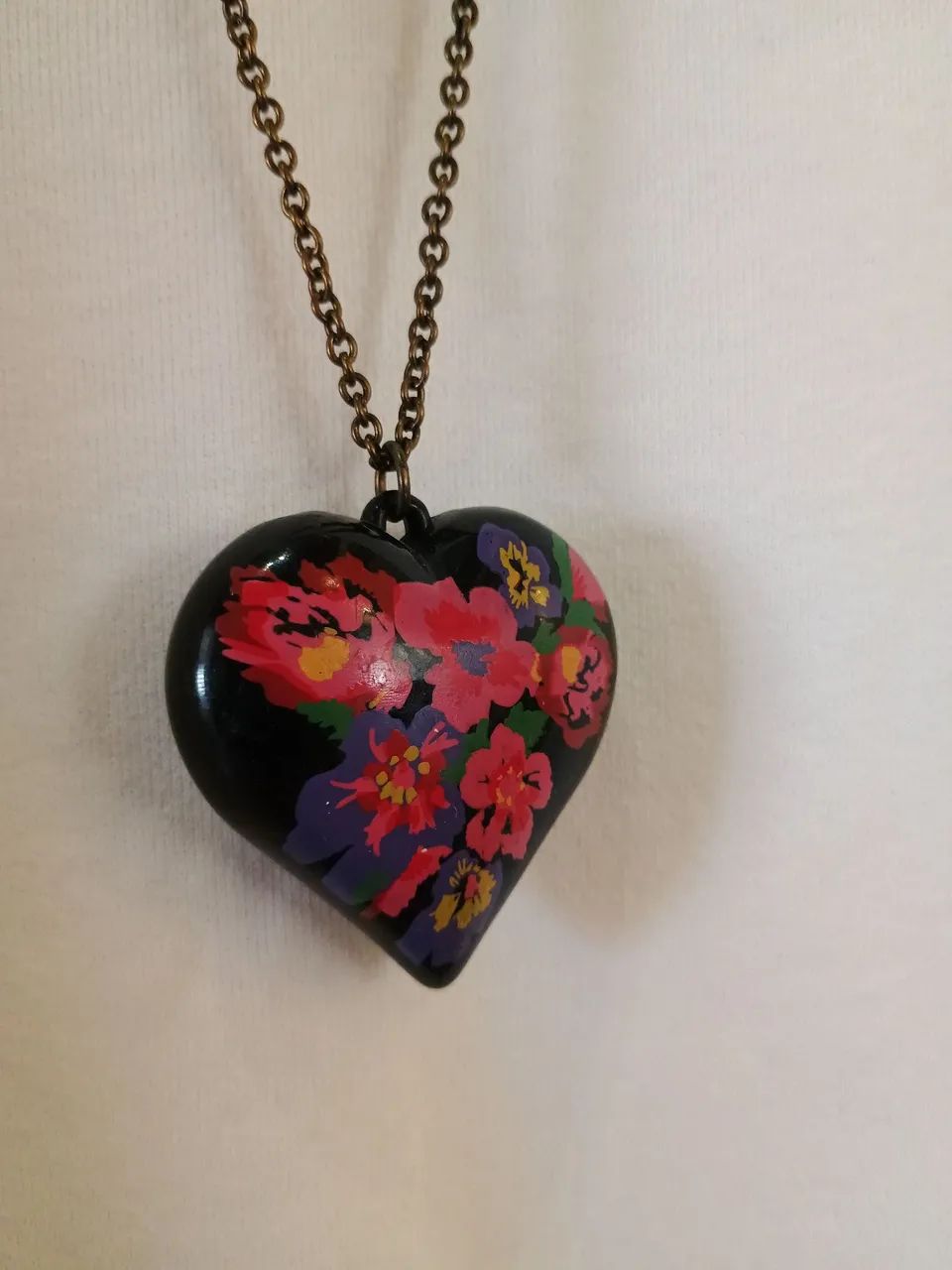 Colar feminino coração floral vintage - Foto 2
