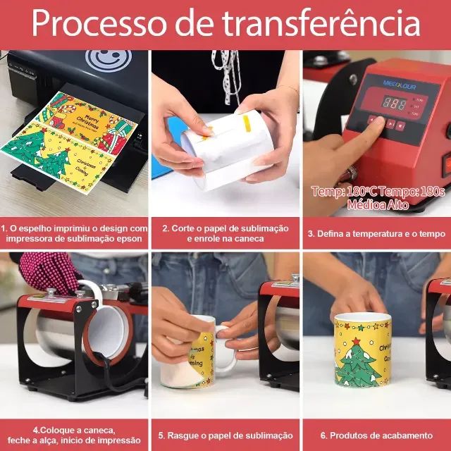 Mecolour Prensa Térmica Canecas Squeezes Copos Sublimadora - Foto 2