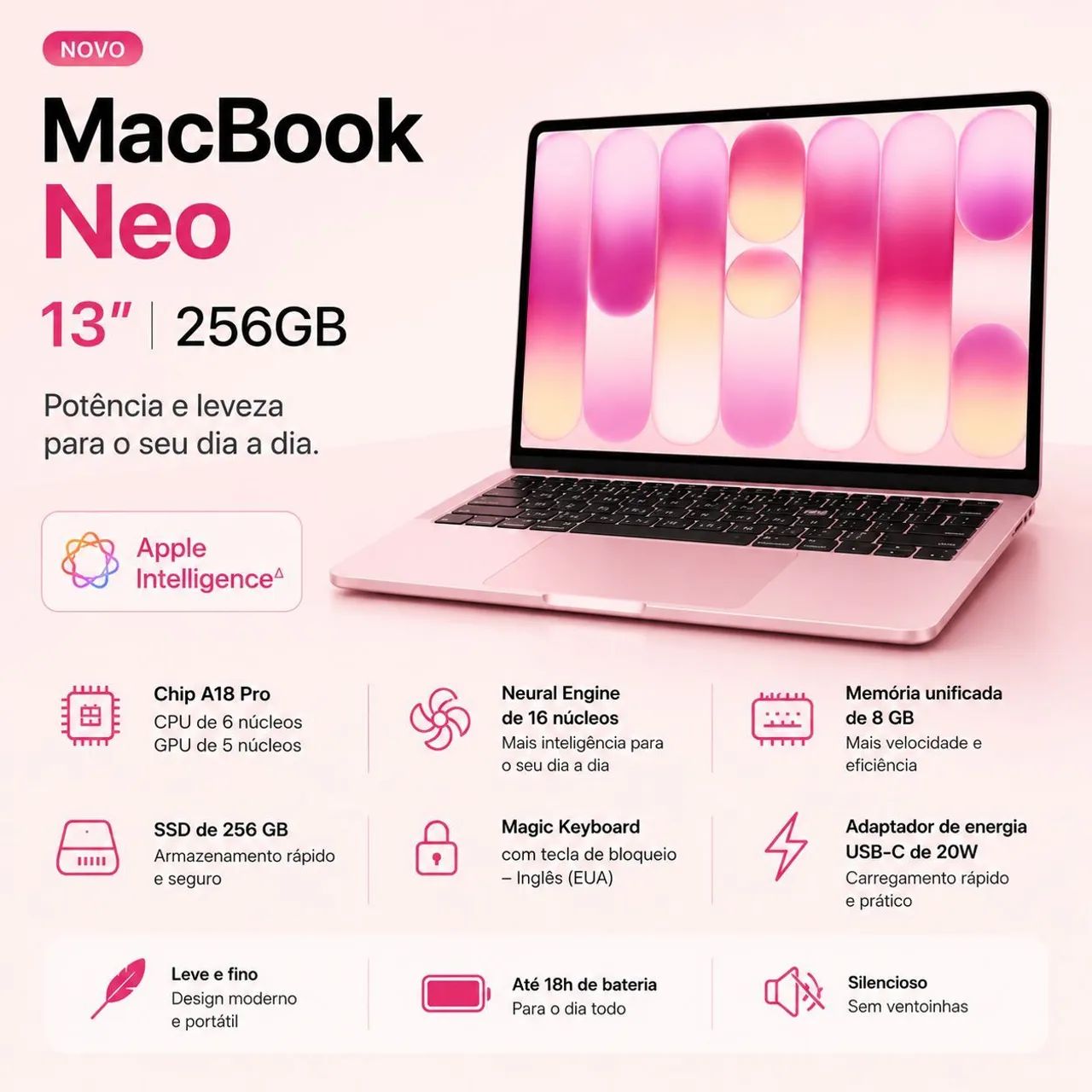 MacBook neo 13 a18pro / 256 SSD 8gb de ram / 1 ano de garantia