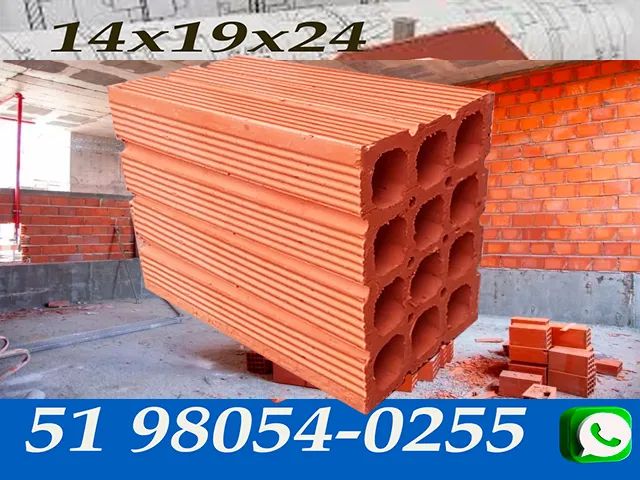 Tijolos 12 Furos 14x19x24 . Porto Alegre Arredores e Litoral .