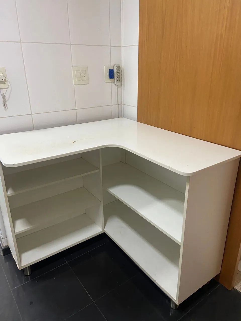 Móvel bancada em L para cozinha branco em MDF - Foto 2