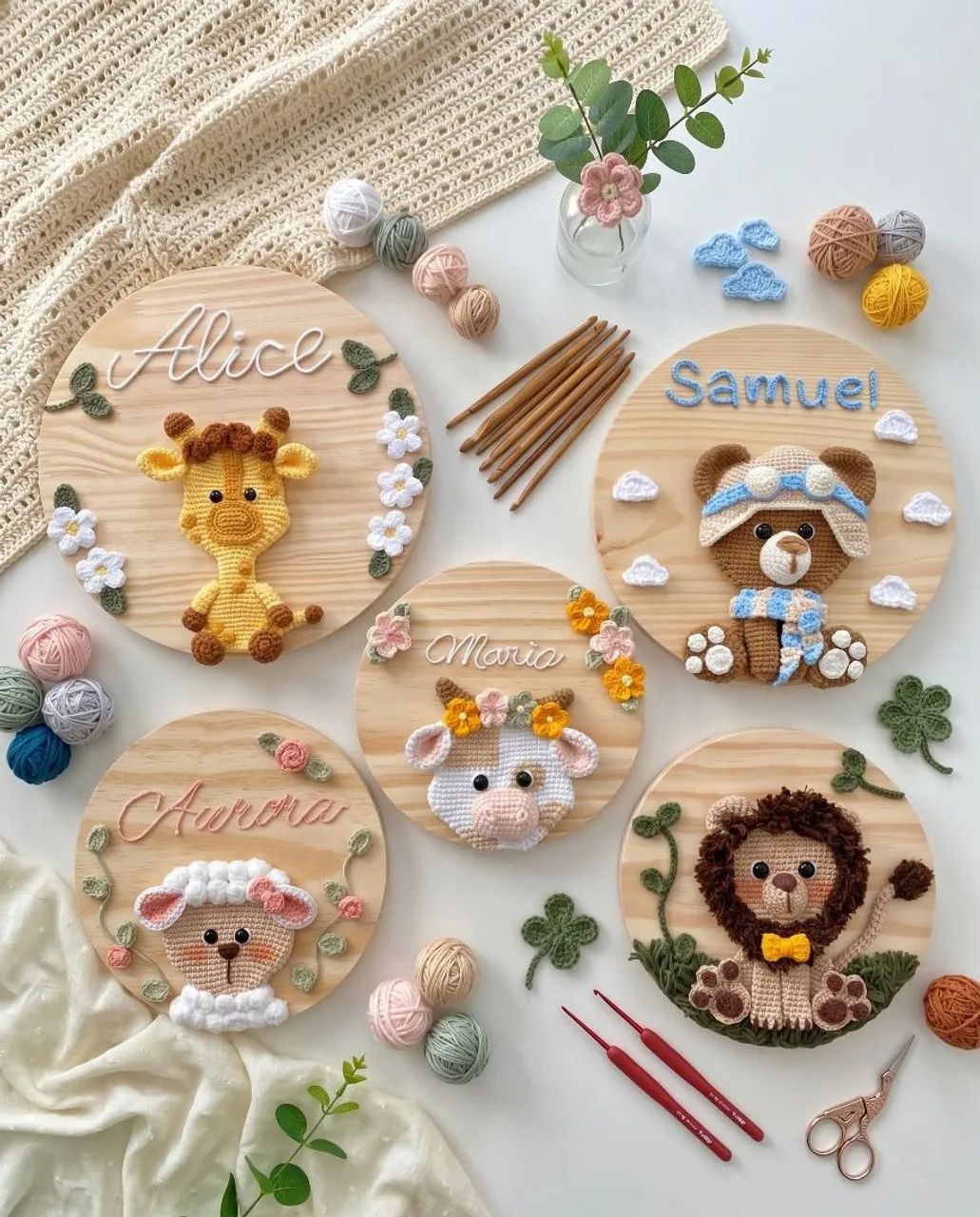 Coleção placa maternidade amigurumi 