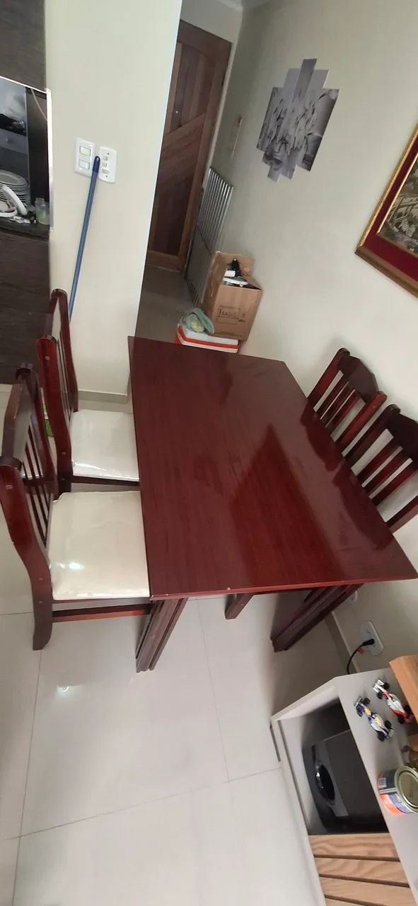 Mesa com 4 cadeiras de madeira macisa  - Foto 3