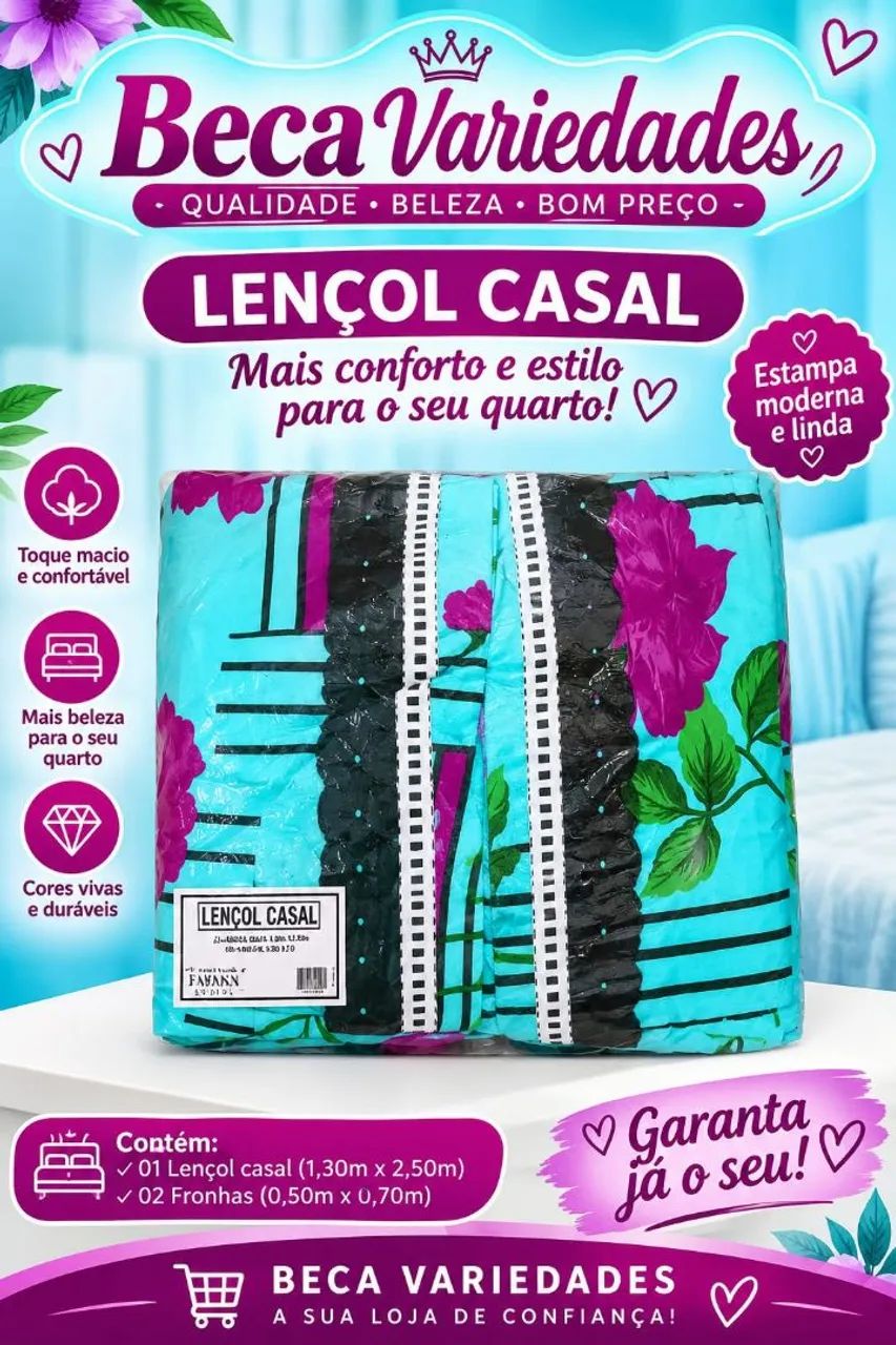 Kit de lençóis de casal, várias estampas e modelos. - Foto 3