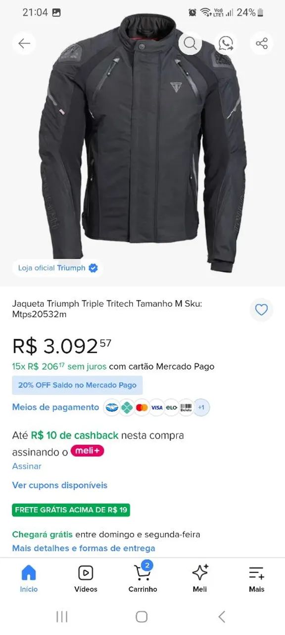 Jaqueta Triumph Triple Tritech (USADA UMA VEZ) - Foto 2