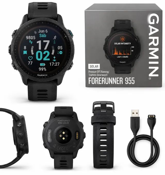 Relogio Corrida Garmin Forerunner 955 Solar (Preto)