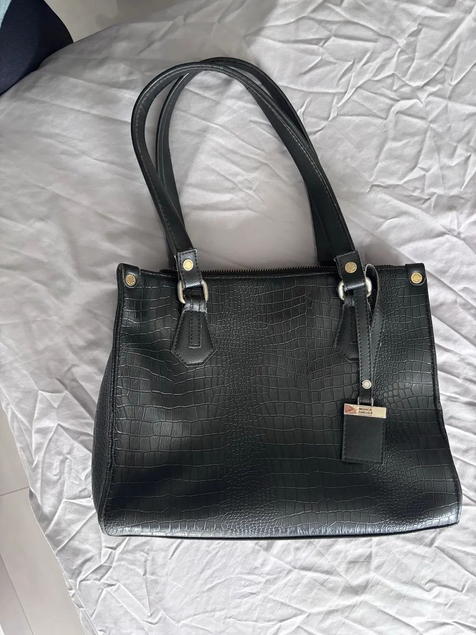 Bolsa Mônica Sanches Preta Couro Original  - Foto 5