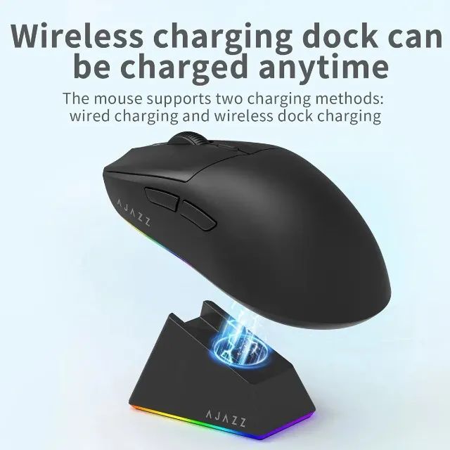 Mouse Gamer Ajazz AJ139 V2 - Preto C/ Base de Carregamento - Lacrado - Foto 3