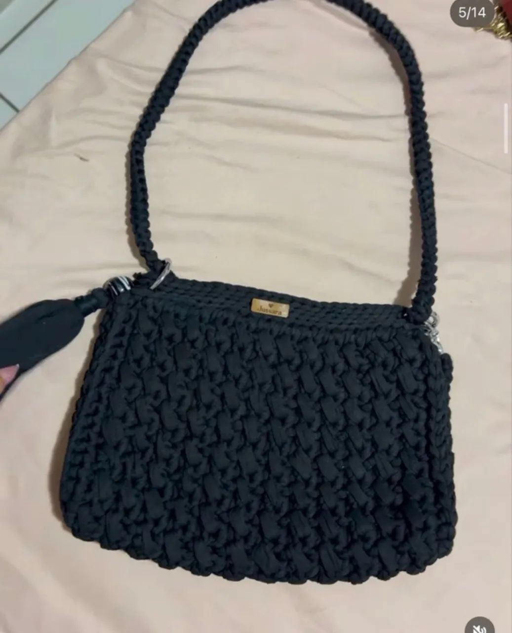 Bolsa de crochê artesanal Jussara - Preta - Foto 3