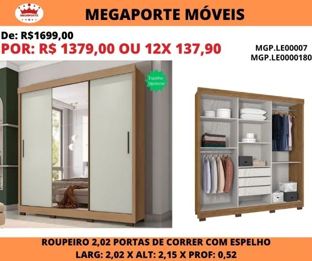 GUARDA ROUPA CASAL PORTAS DE CORRER - Foto 3