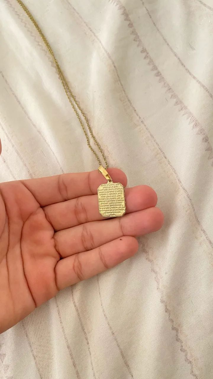 CORRENTE BANHADA a OURO 18k + pingente pai nosso