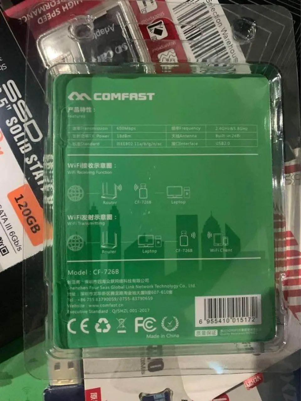 Adaptador Wifi + Bluetooth 4.2 Dual Band 5ghz Comfast 650mbs - Foto 4