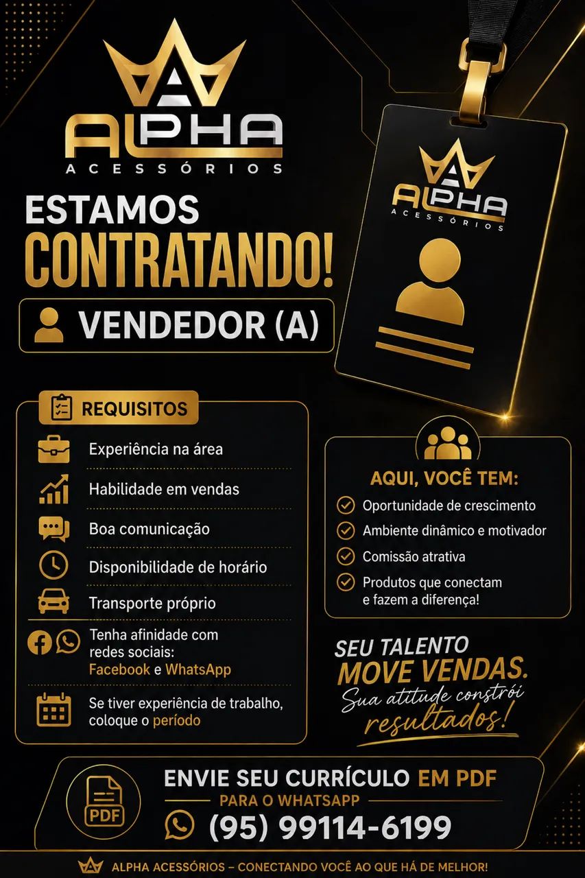 Vaga de vendedor (a)