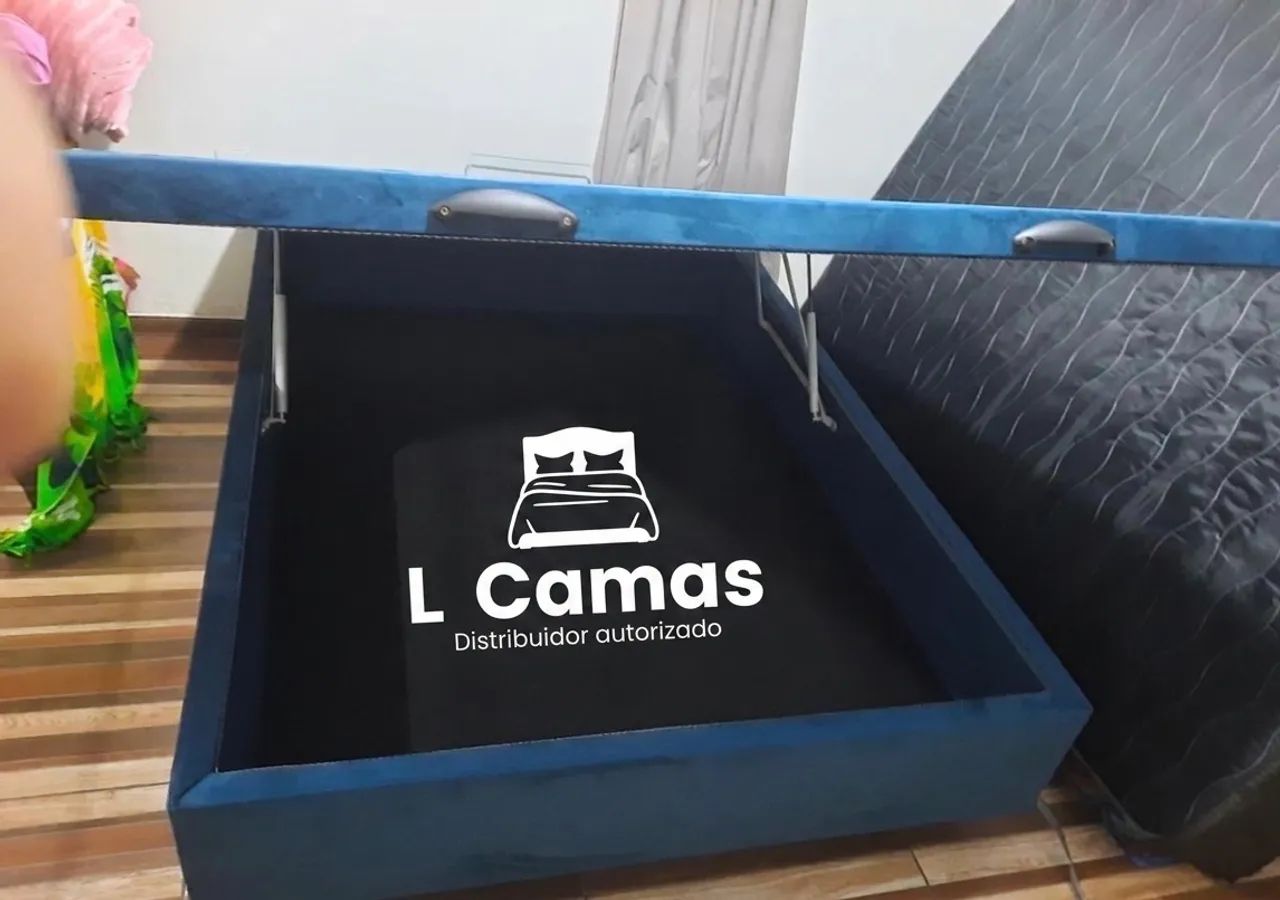 Baú Casal Azul Suede