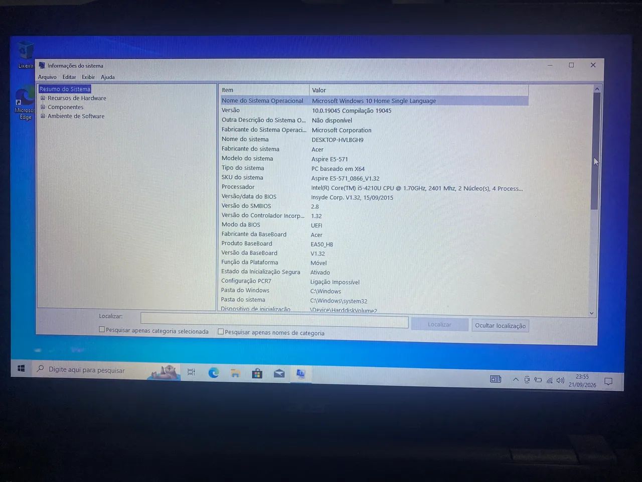 Notebook Acer Aspire E5-571 Core i5 6GB RAM 1TB Windows 10