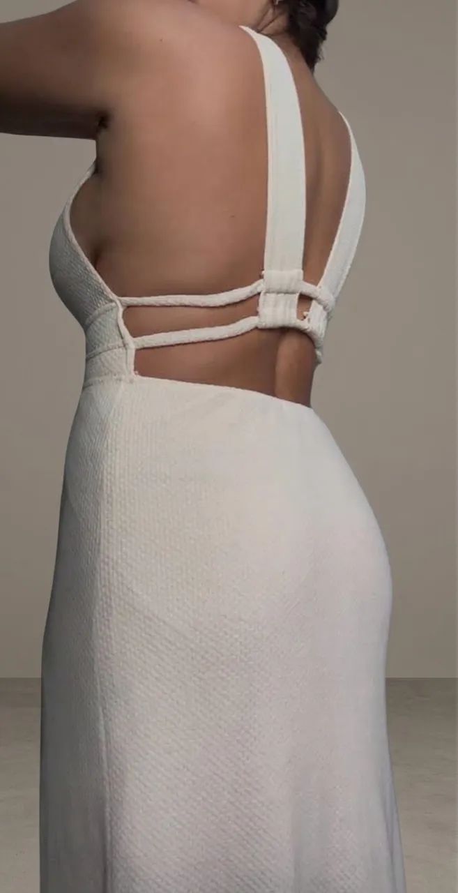Vestido mídi bege - Foto 2