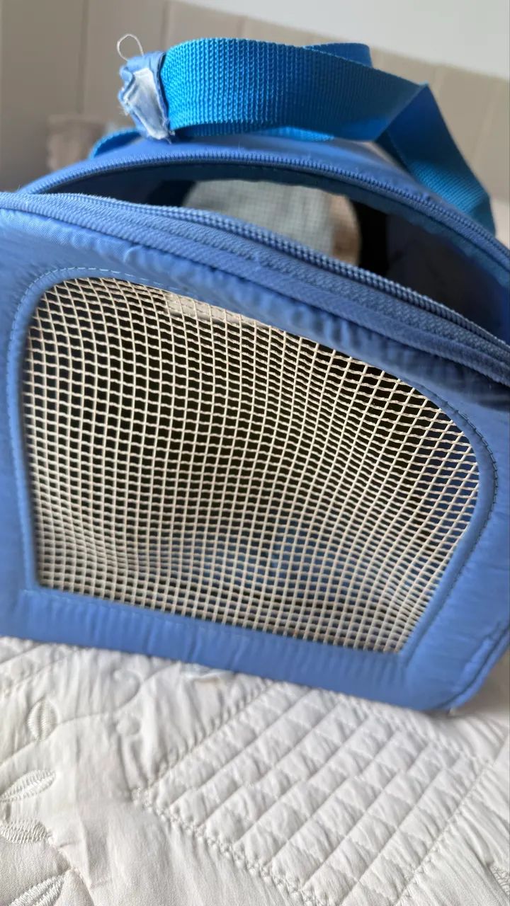 Bolsa De Transporte Para Cães E Gatos Em Nylon - Azul  - Foto 2