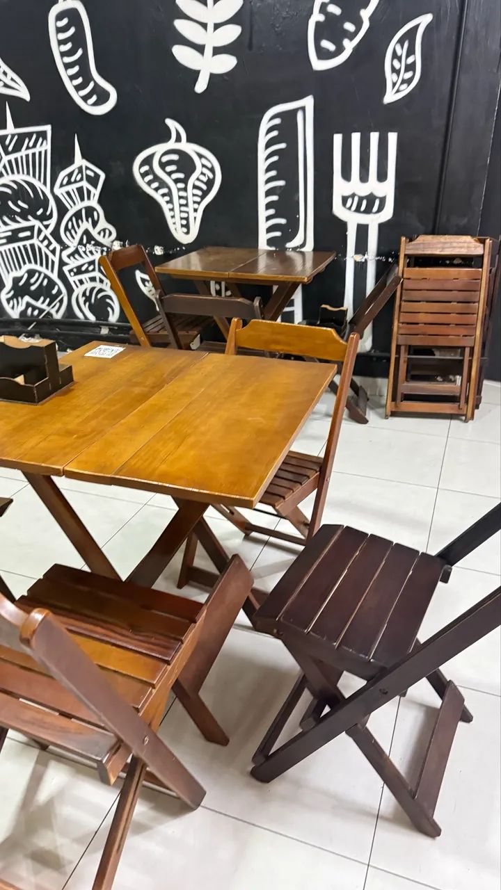 Conjunto mesa e cadeira de madeira  - Foto 3