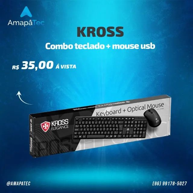 Combo Kross Teclado e Mouse USB Com Fio