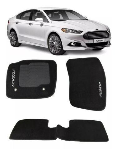Jogo Tapete Carpete Bordado Fusion 2013 14 a 2018 Preto 3Pçs