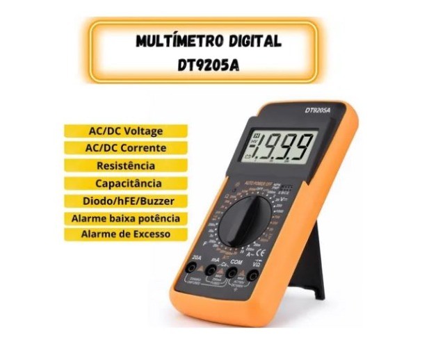 Multímetro Digital Amperímetro Capacimetro o Sonoro Dt-9205a Multimetro de Bancada  - Foto 5