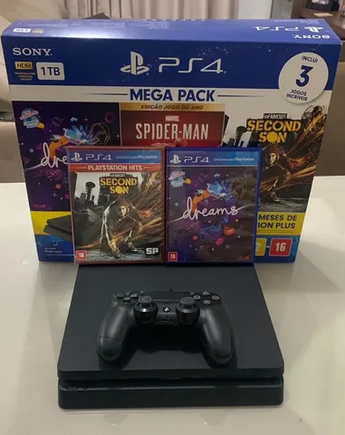 Playstation 4 Sony Hits Bundle 3, 1TB, 1 Controle, 3 Jogos Físicos - 2 ANOS  garantia