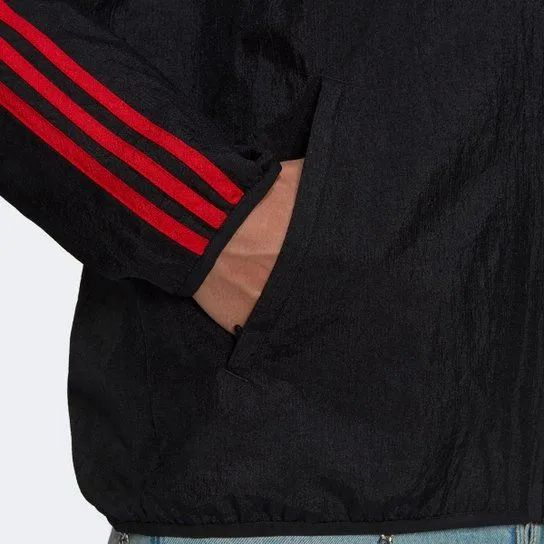 Jaqueta Flamengo 21/22 Icon Adidas Masculina - Preto+Vermelho - Foto 5